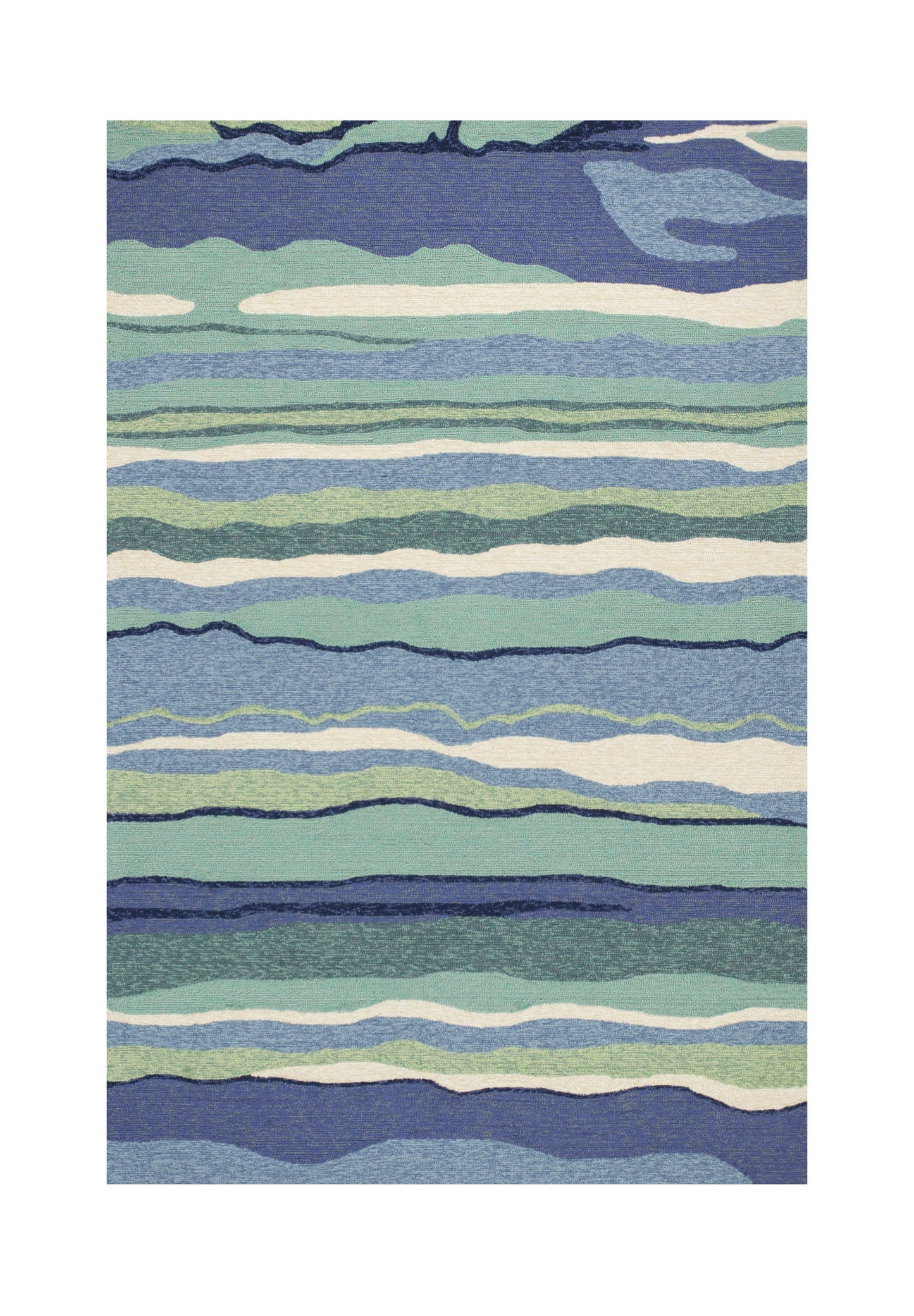 3' X 5' Blue and Ivory Abstract Handmade Indoor Outdoor Area Rug