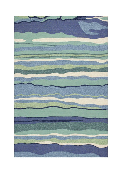 2' X 3' Blue and Ivory Abstract Handmade Indoor Outdoor Area Rug