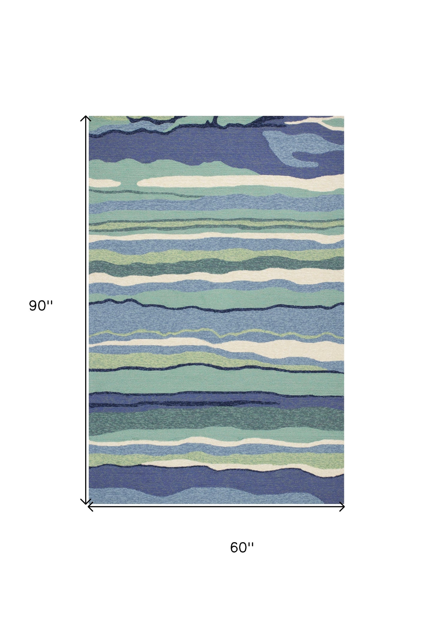 8' X 10' Blue Abstract Waves Indoor Outdoor Area Rug