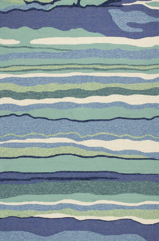 2' X 3' Blue and Ivory Abstract Handmade Indoor Outdoor Area Rug