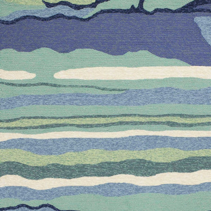 2' X 3' Blue and Ivory Abstract Handmade Indoor Outdoor Area Rug