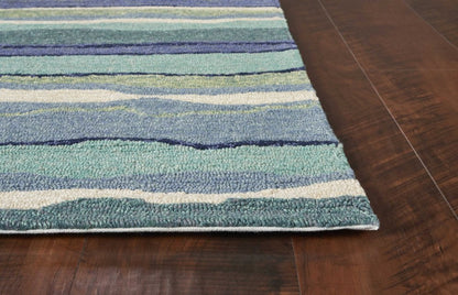 2' X 3' Blue and Ivory Abstract Handmade Indoor Outdoor Area Rug