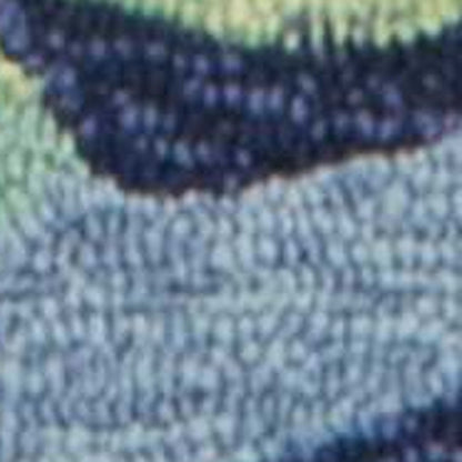 2' X 3' Blue and Ivory Abstract Handmade Indoor Outdoor Area Rug