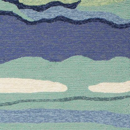 2' X 3' Blue and Ivory Abstract Handmade Indoor Outdoor Area Rug