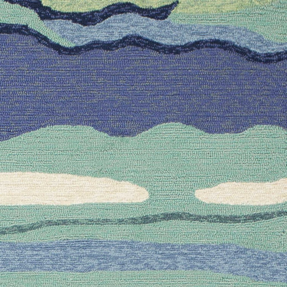 2' X 3' Blue and Ivory Abstract Handmade Indoor Outdoor Area Rug