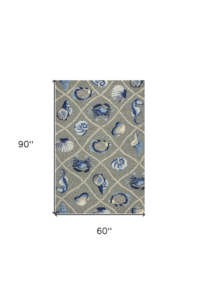 3' X 5' Gray Abstract Handmade Indoor Outdoor Area Rug