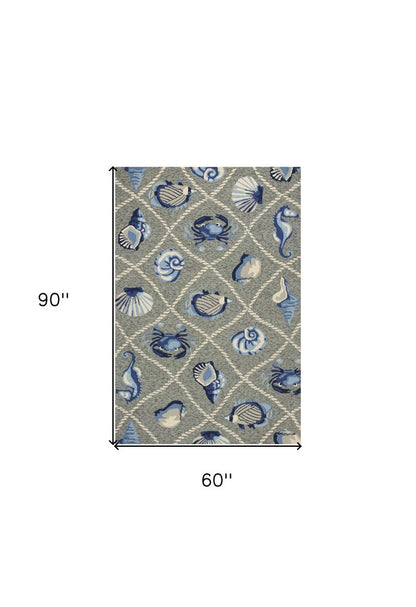 3' X 5' Gray Abstract Handmade Indoor Outdoor Area Rug