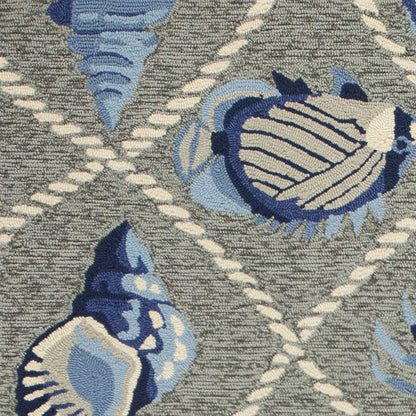8' X 10' Gray Abstract Indoor Outdoor Area Rug