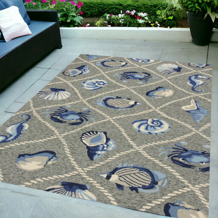 2' X 3' Gray Abstract Handmade Indoor Outdoor Area Rug