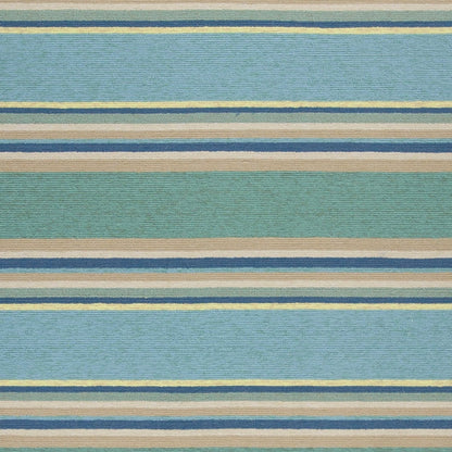 8' X 10' Blue Striped Handmade Indoor Outdoor Area Rug