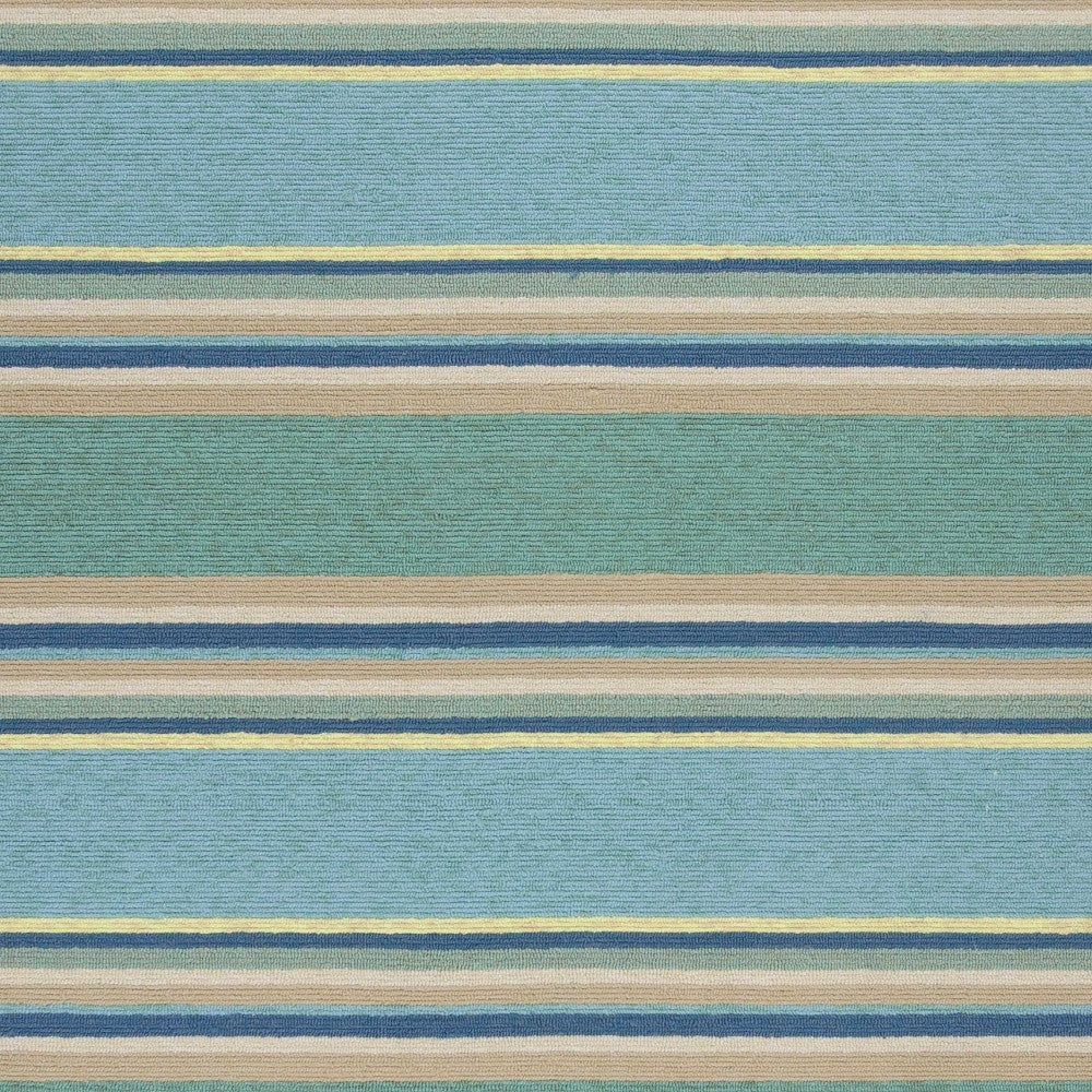 8' X 10' Blue Striped Handmade Indoor Outdoor Area Rug