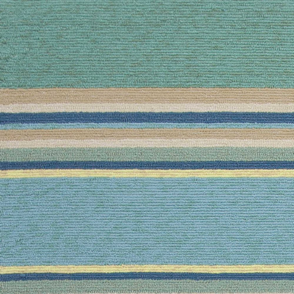 8' Blue Round Striped Indoor Outdoor Area Rug