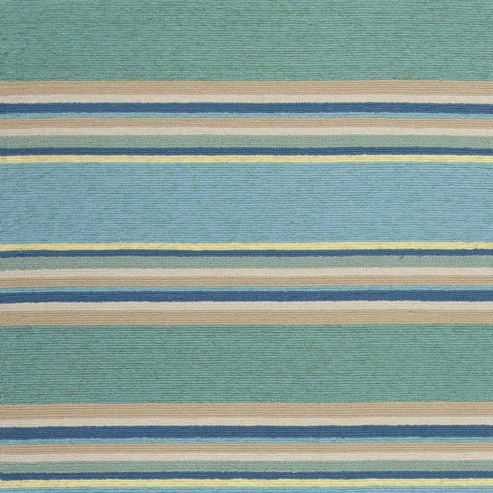 8' Blue Round Striped Indoor Outdoor Area Rug