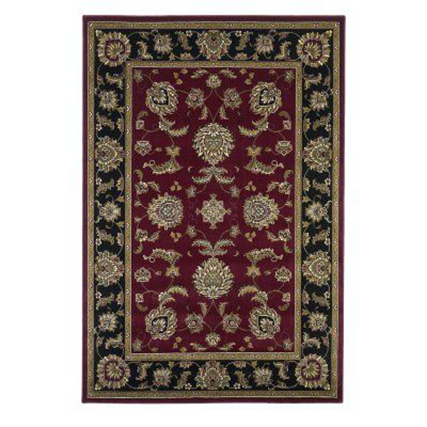 7' Octagon Red Or Black Floral Vines Bordered Indoor Area Rug