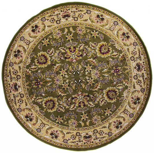 10' X 13' Green Taupe Machine Woven Floral Traditional Indoor Area Rug