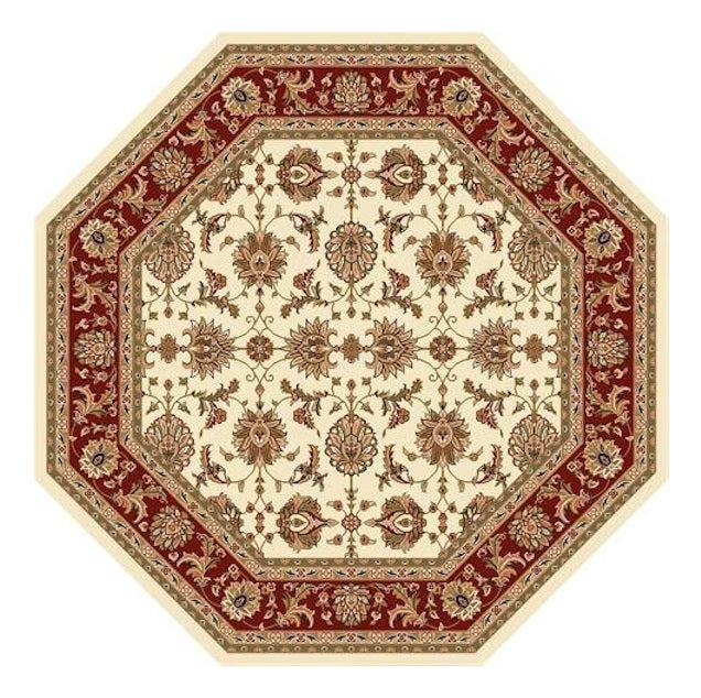 8' Red And Ivory Floral Medallion Runner Rug