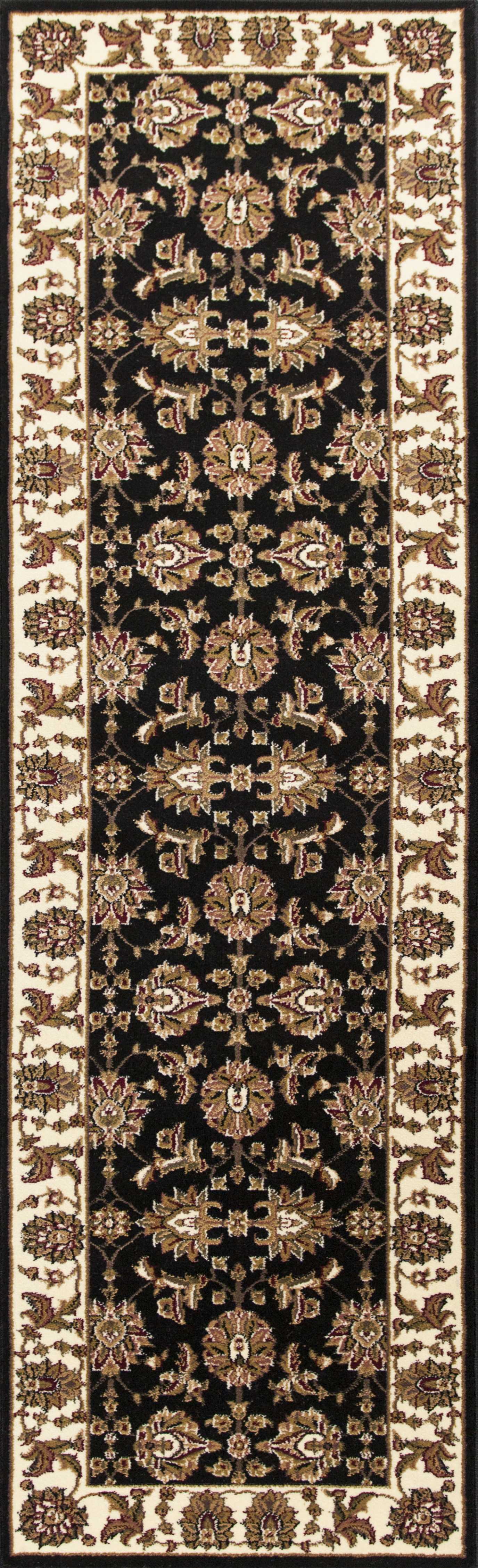 5' X 8' Black Or Ivory Floral Bordered Area Rug