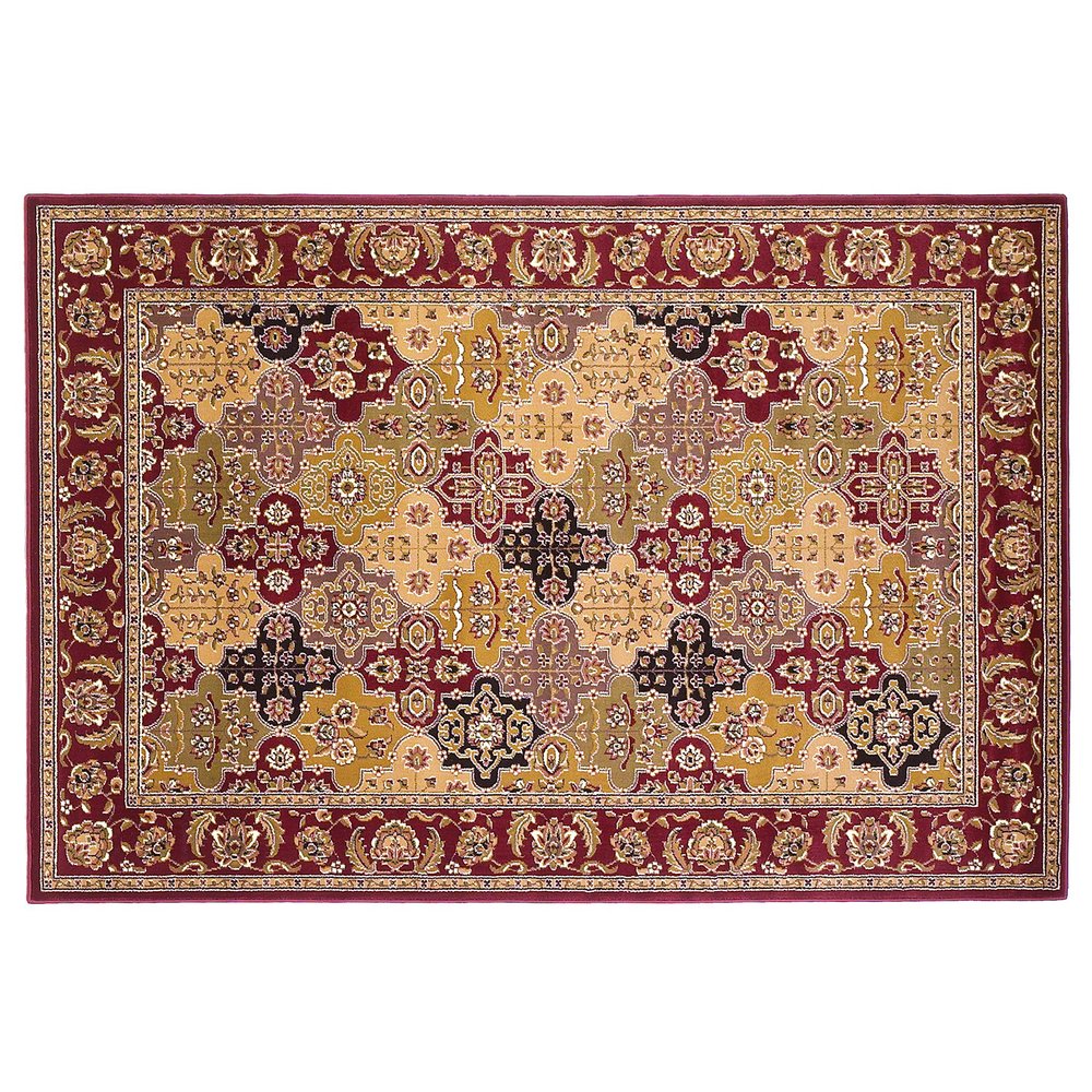 7' Red Orange And Black Quatrefoil Octagon Rug