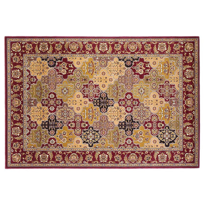 7' Red Orange And Black Quatrefoil Octagon Rug