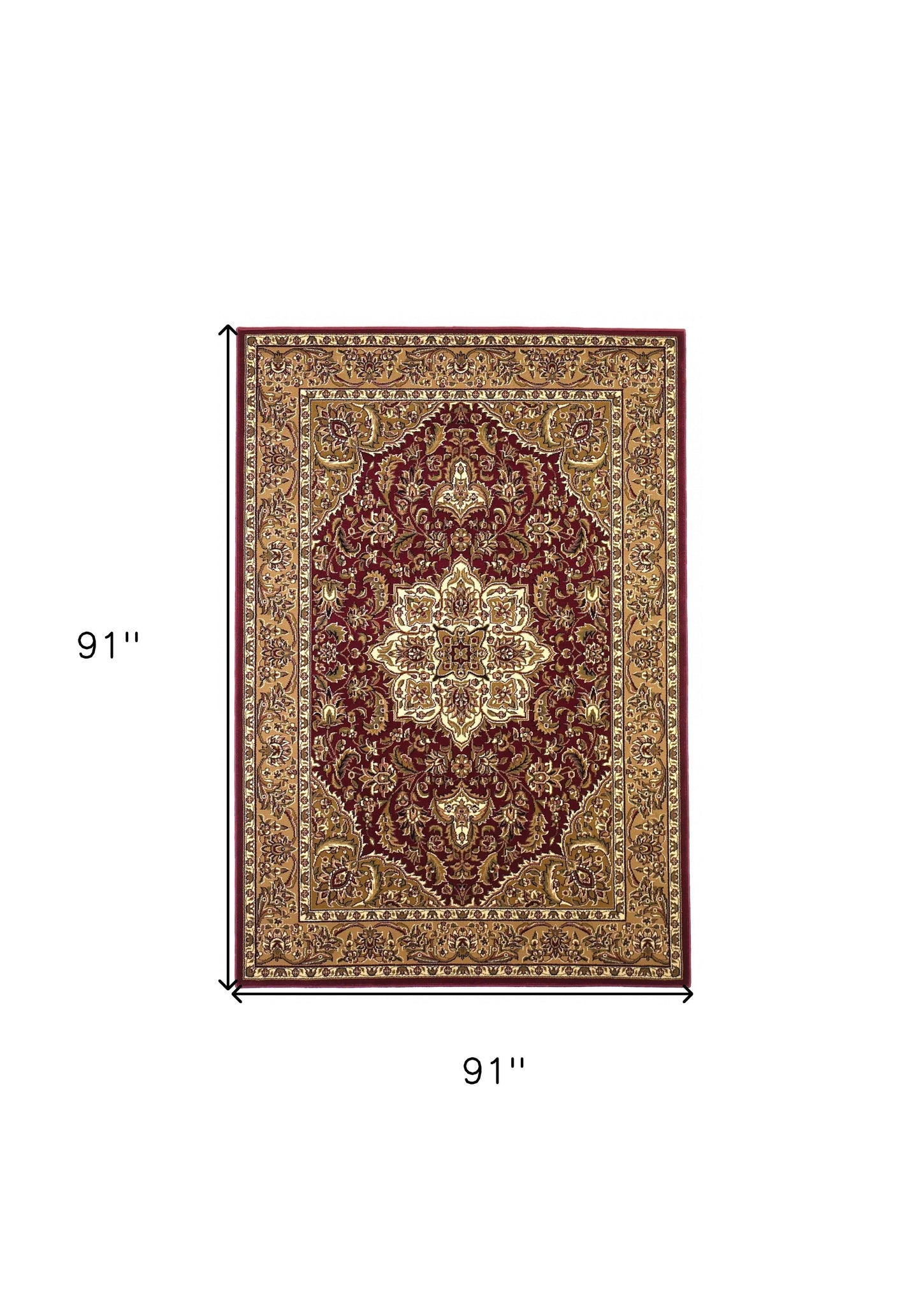 8' Red And Beige Area Rug