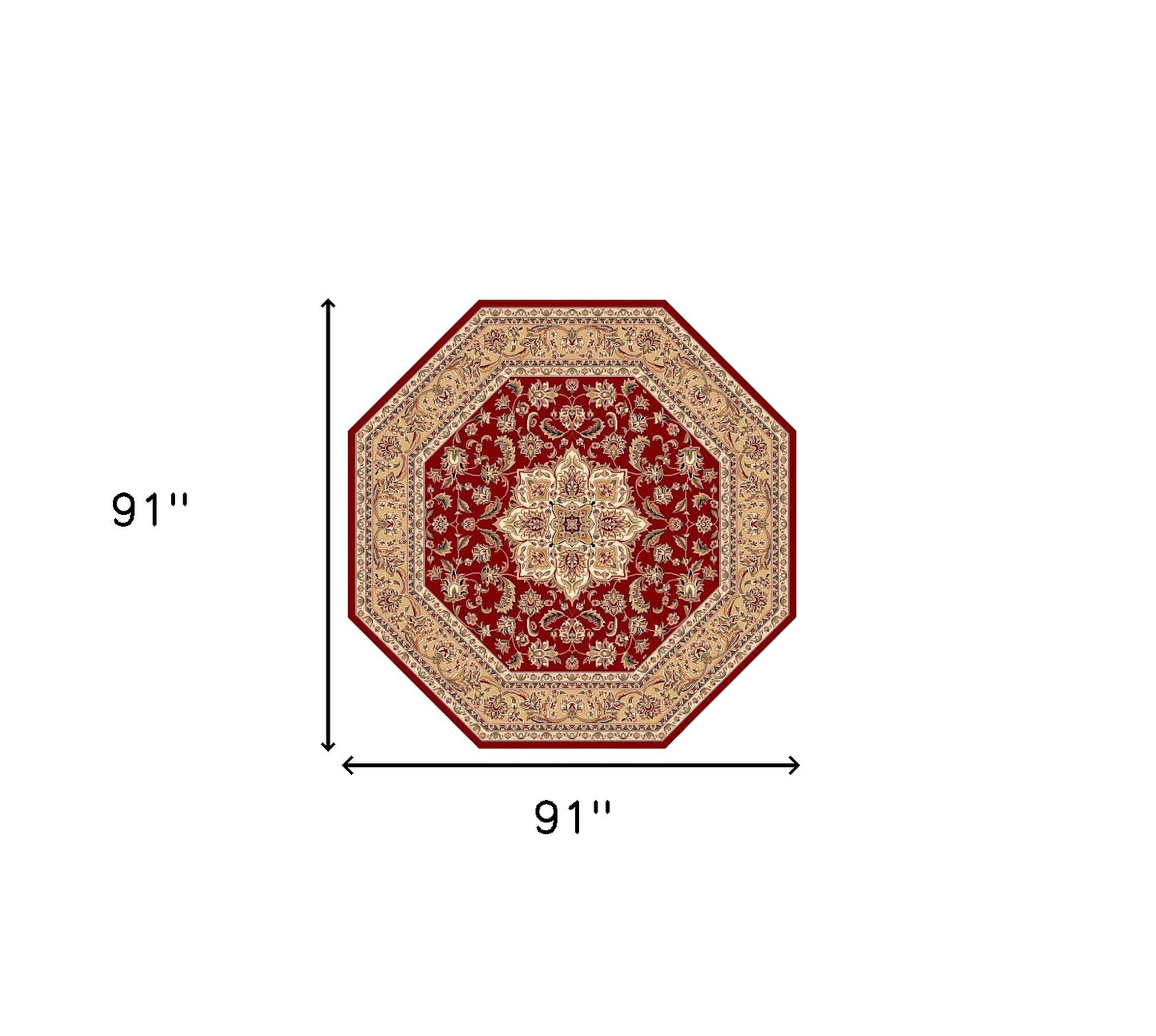 Red And Beige Octagon Medallion Area Rug