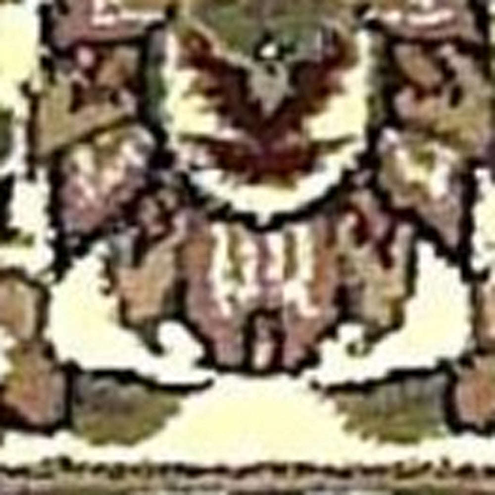 8' Beige And Ivory Floral Medallion Octagon Rug