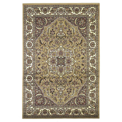 8' Beige And Ivory Floral Medallion Octagon Rug