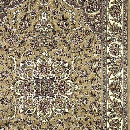 8' Beige And Ivory Floral Medallion Octagon Rug