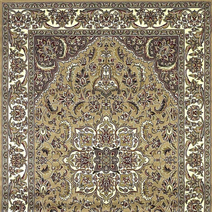 8' Beige And Ivory Floral Medallion Octagon Rug