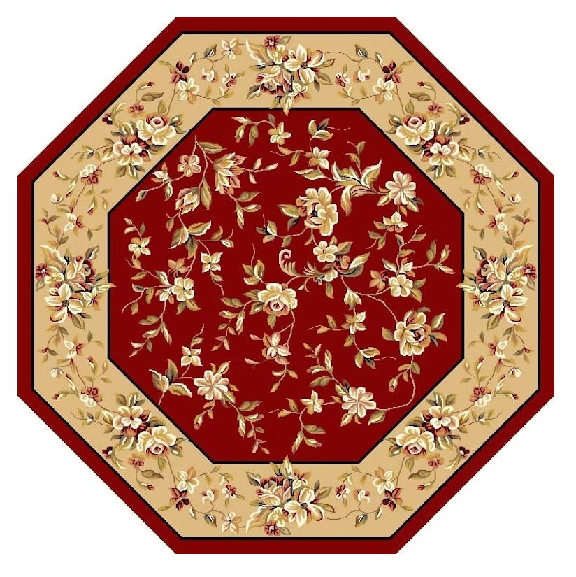 2' X 3' Red Beige Machine Woven Floral Traditional Indoor Accent Rug