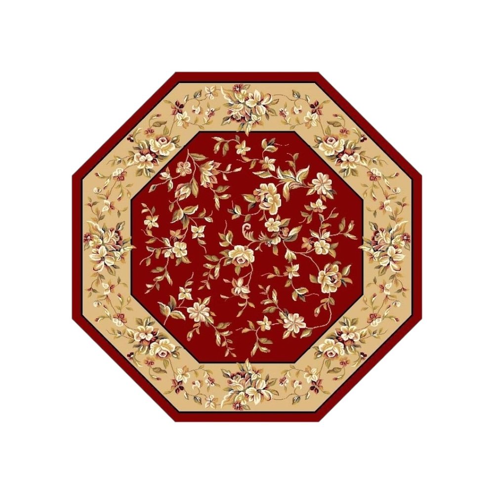 2' X 3' Red And Beige Floral Vines Area Rug
