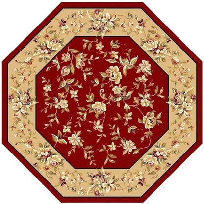 2' X 3' Red And Beige Floral Vines Area Rug