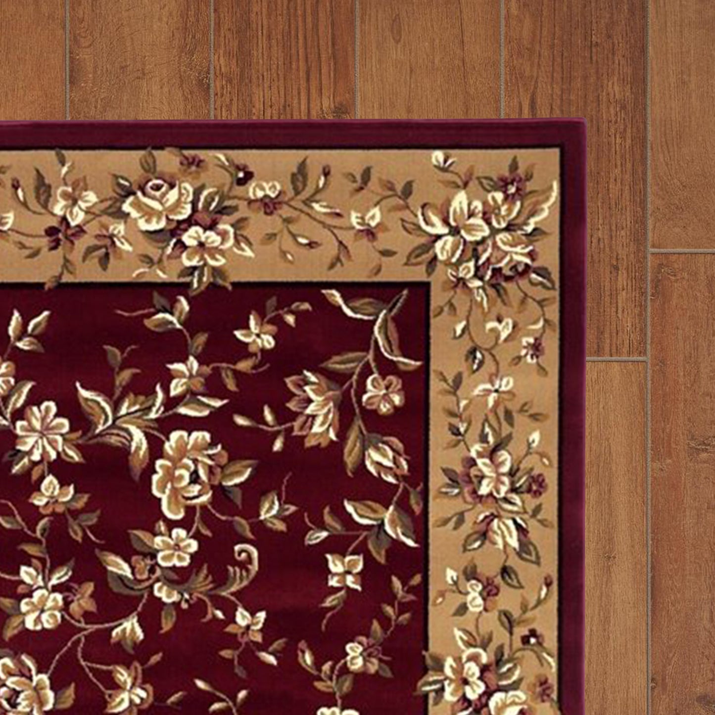 2' X 3' Red Beige Machine Woven Floral Traditional Indoor Accent Rug