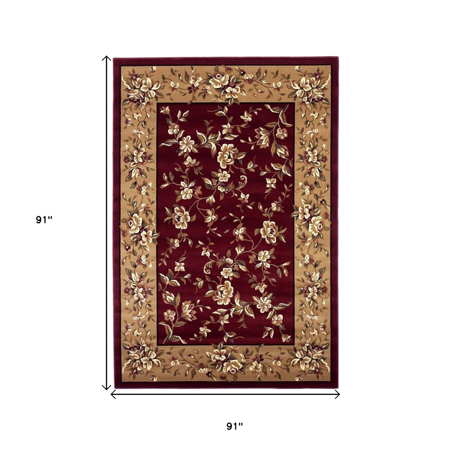 2' X 3' Red Beige Machine Woven Floral Traditional Indoor Accent Rug