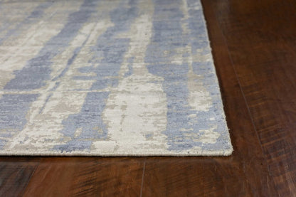 9' X 13' Gray And Ivory Abstract Hand Loomed Area Rug