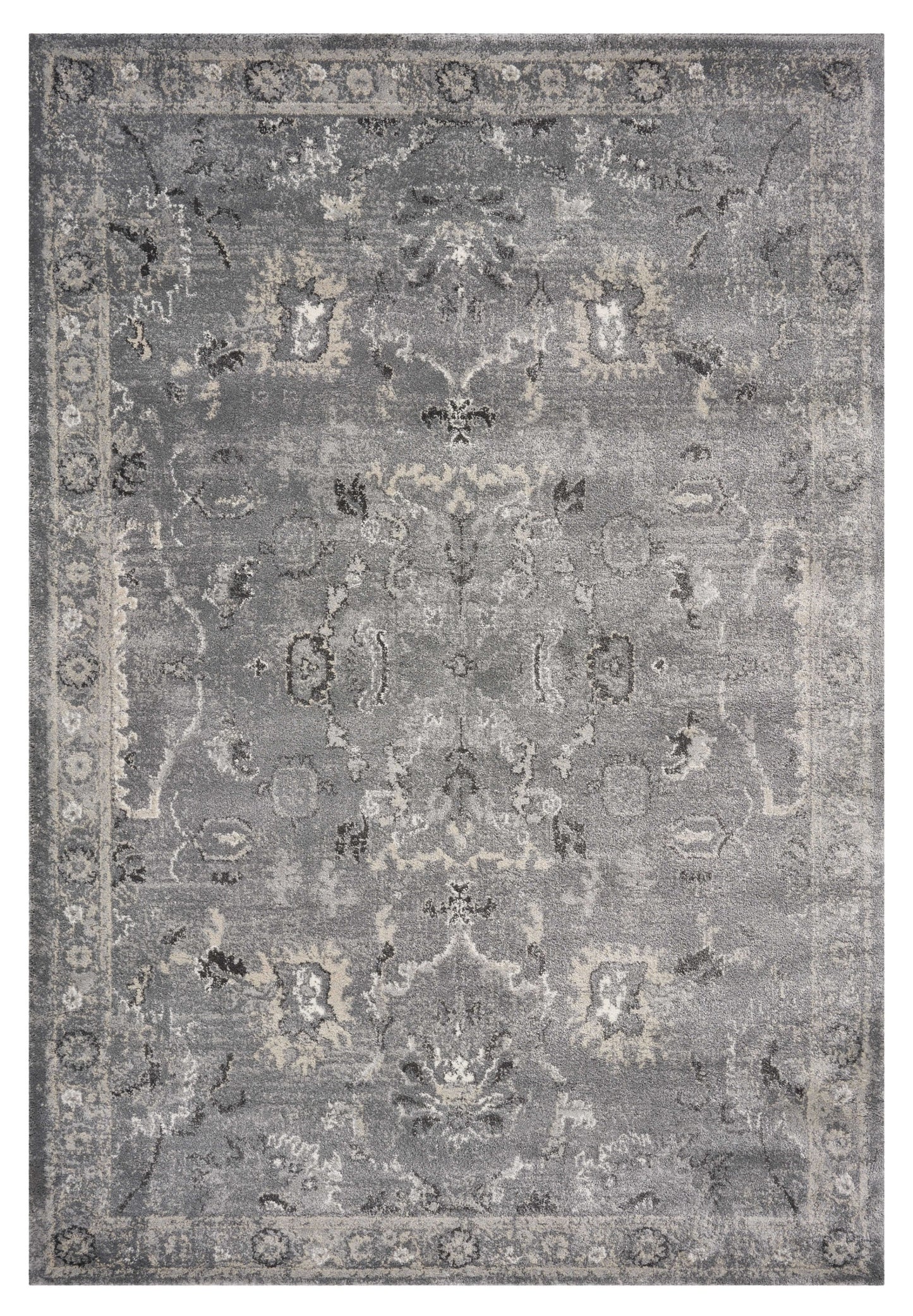 3' X 5' Gray Floral Area Rug