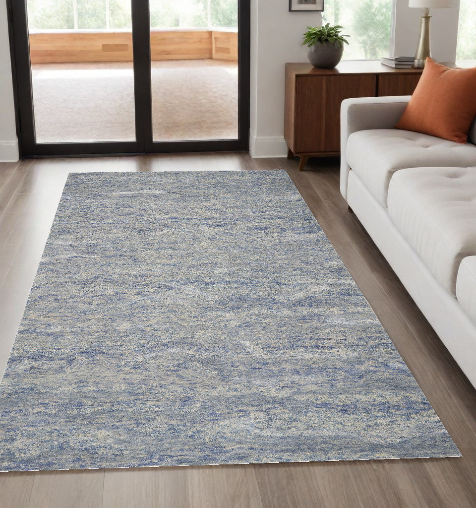 5' X 7' Ocean Blue Hand Tufted Abstract Indoor Area Rug