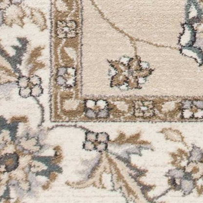 3' X 5' Beige and Ivory Floral Area Rug