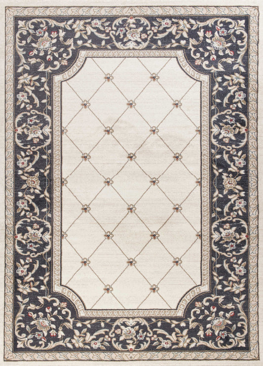 3' X 5' Gray and Ivory Trellis Area Rug