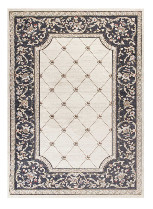 8' X 10' Ivory Grey Floral Indoor Area Rug