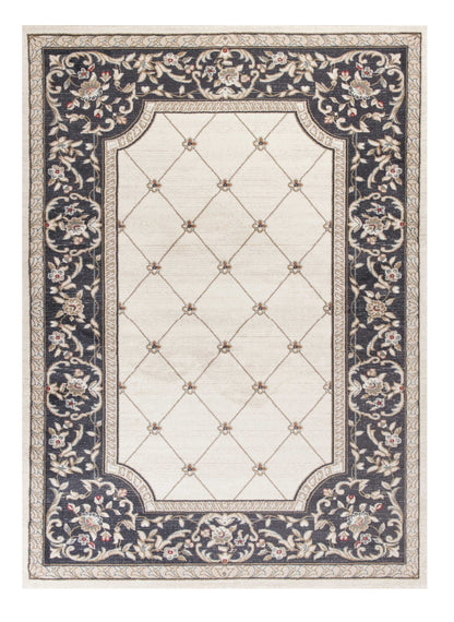 8' X 10' Ivory Grey Floral Indoor Area Rug