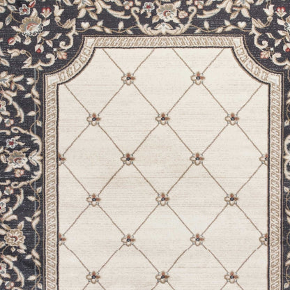 8' X 10' Ivory Grey Floral Indoor Area Rug
