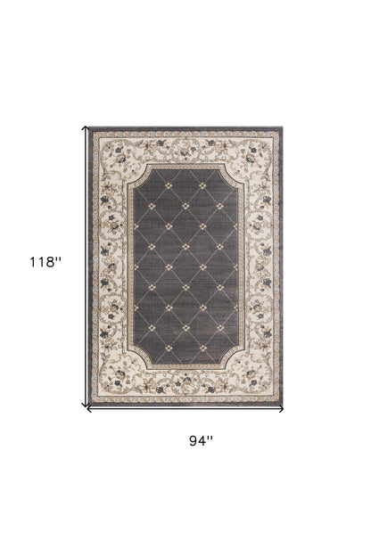 3' X 5' Gray and Ivory Trellis Area Rug