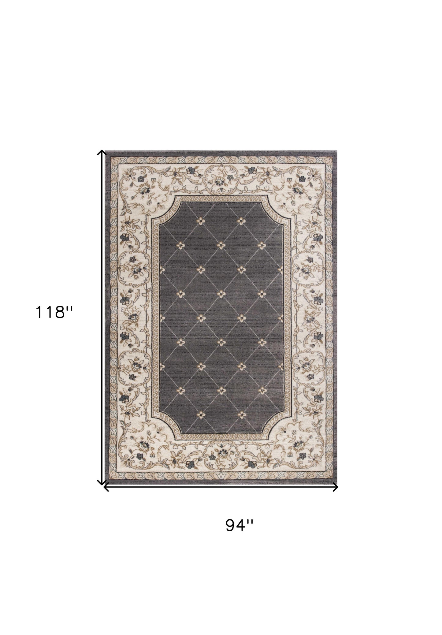 3' X 5' Gray and Ivory Trellis Area Rug