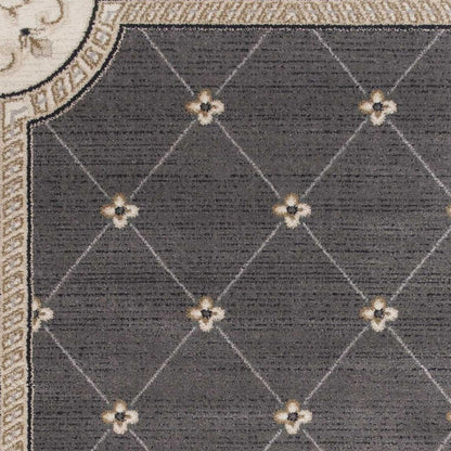 3' X 5' Gray and Ivory Trellis Area Rug