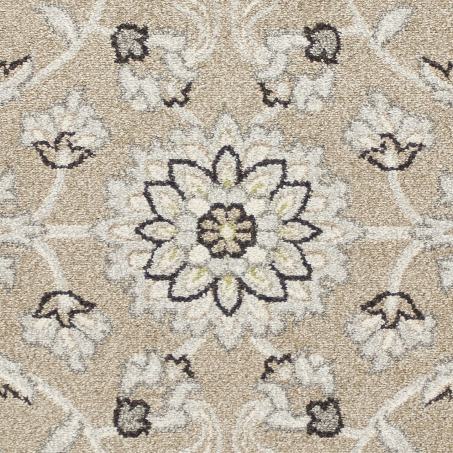 7' X 11' Beige Or Grey Floral Vines Uv Treated Indoor Area Rug