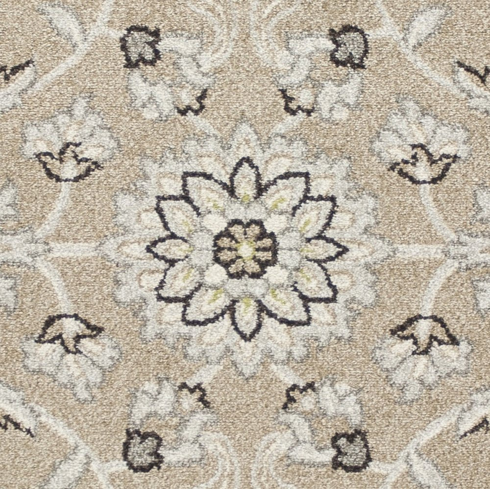 7' X 11' Beige Or Grey Floral Vines Uv Treated Indoor Area Rug
