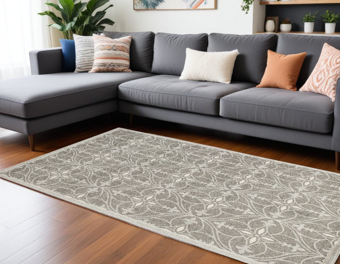 8' X 11' Gray Area Rug With UV Protection