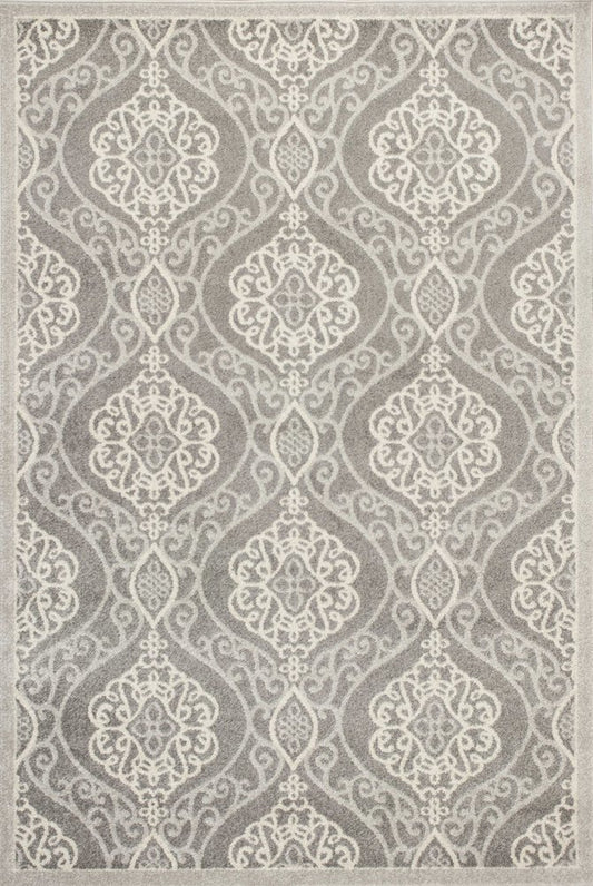 7' X 11' Silver Geometric Mosaic Uv Treated Indoor Area Rug