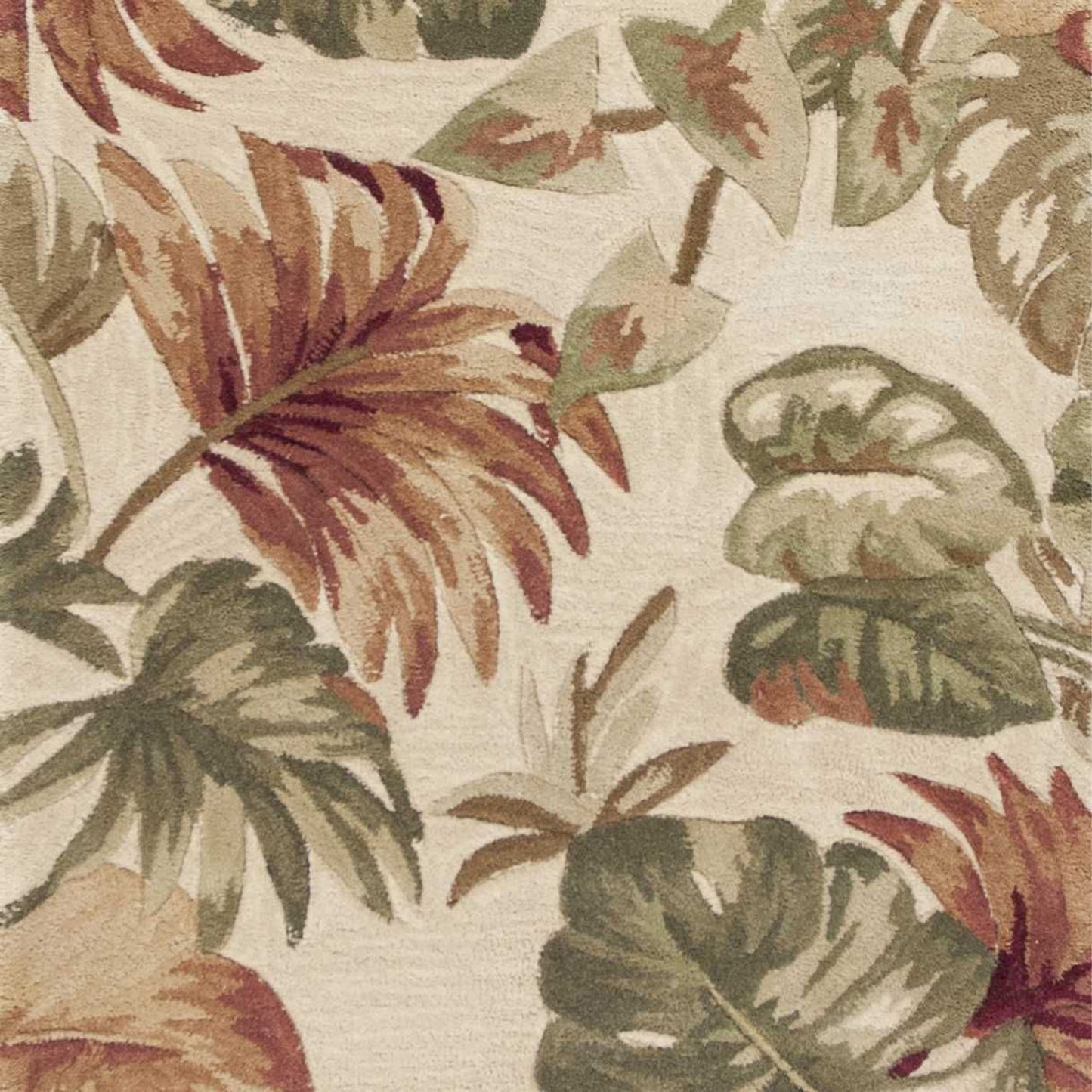 5' X 8' Beige Hand Tufted Tropical Leaves Indoor Area Rug